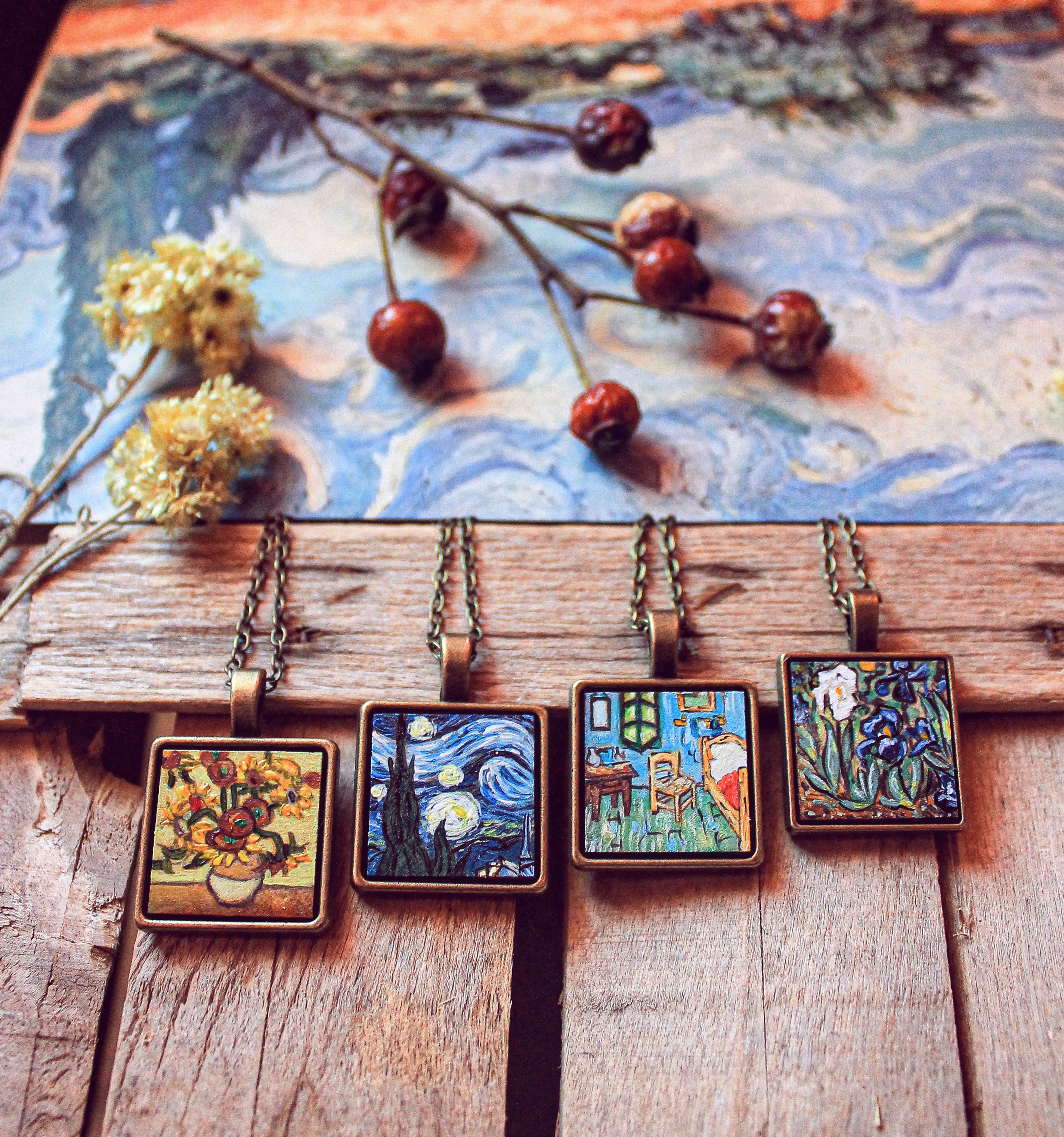 Orecchini Artistici Vincent Van Gogh – Mandorlo In Fiore, Disponibili In Versione Clip-on, A Orecchino E Pendenti - 3