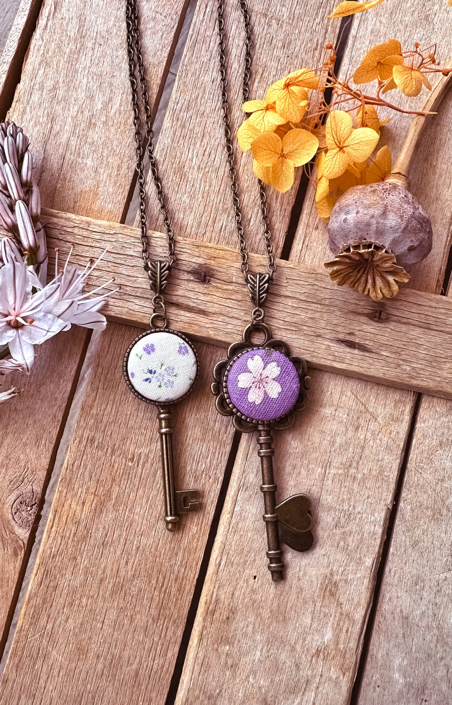 Collane chiave Lilac - tessuti giapponesi