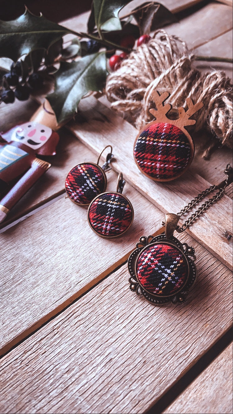 Set accessori in tessuto tartan