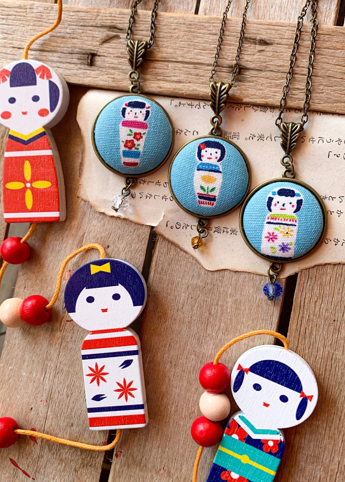 Collane I miss Japan ♡ Kokeshi doll - Daruma - ventaglio