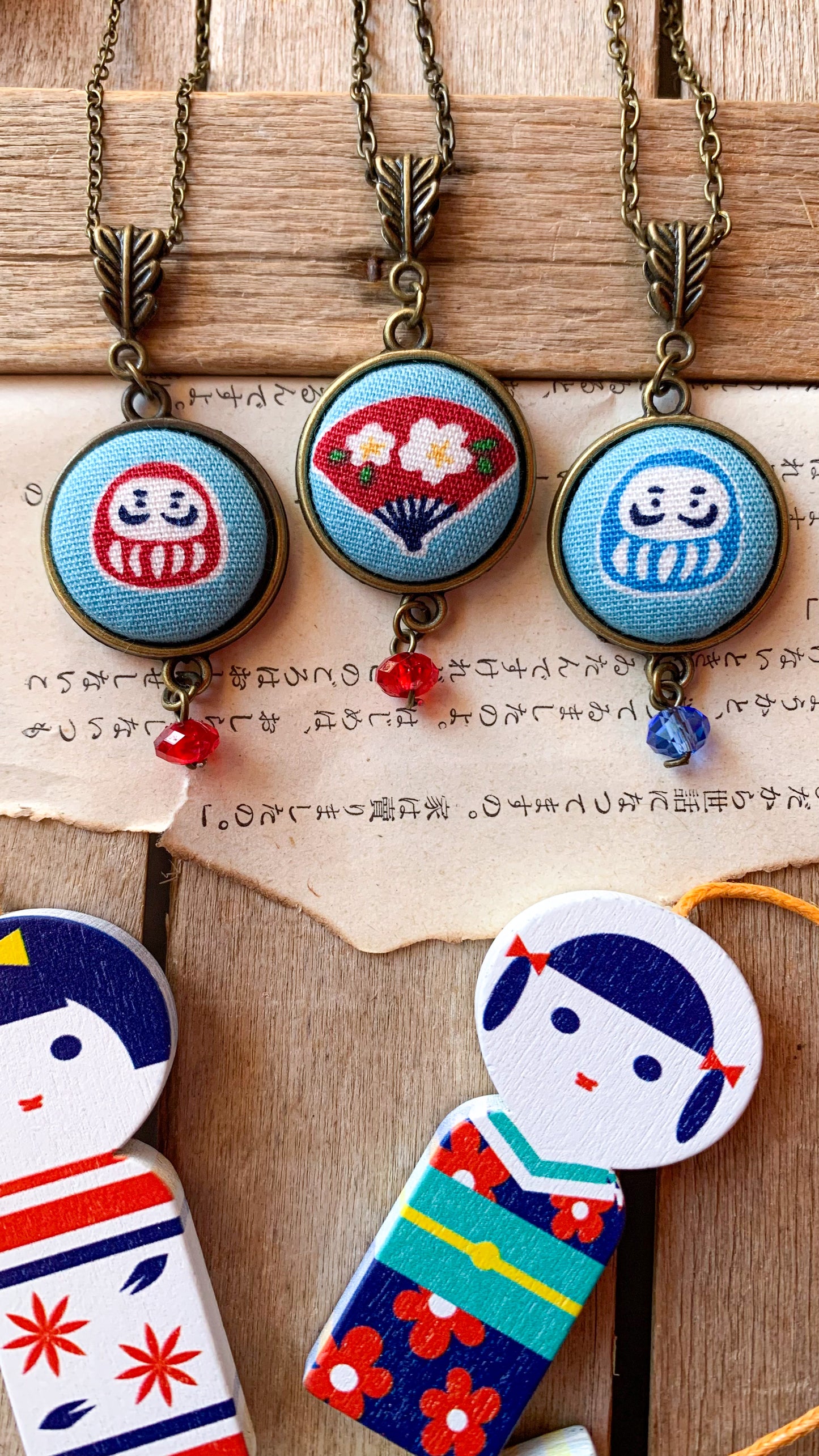 Collane I miss Japan ♡ Kokeshi doll - Daruma - ventaglio
