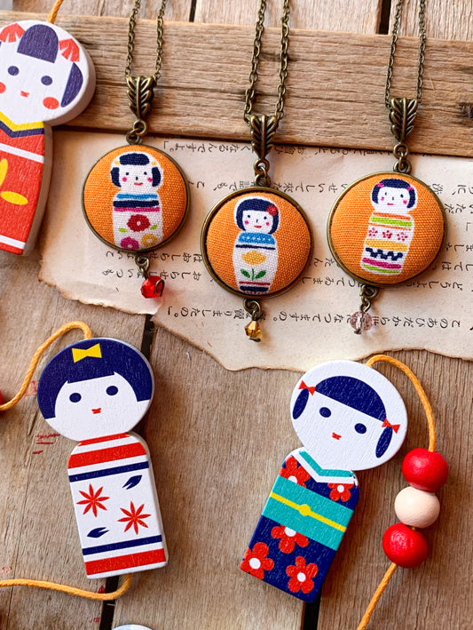 Collane I miss Japan ♡ Kokeshi doll - Daruma - ventaglio