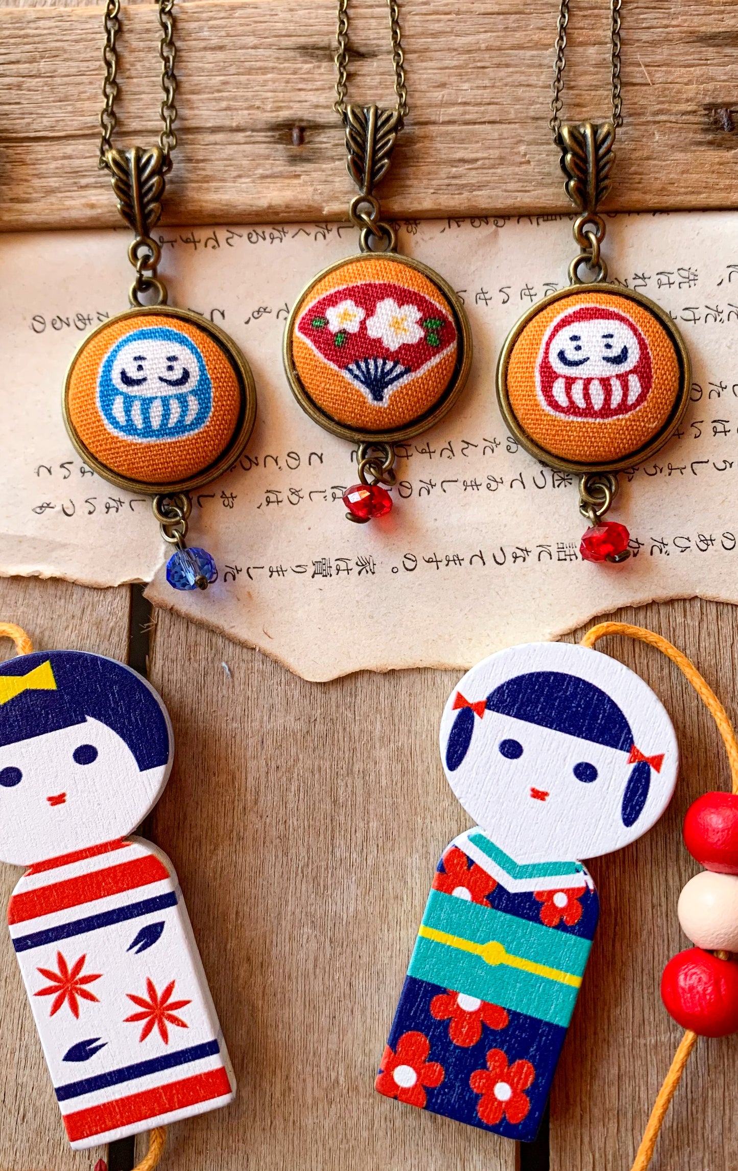Collane I miss Japan ♡ Kokeshi doll - Daruma - ventaglio