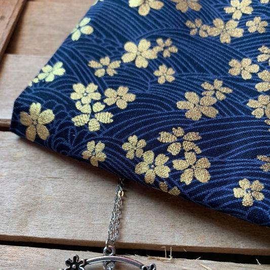 Orecchini tessuto giapponese blu "Sakura"