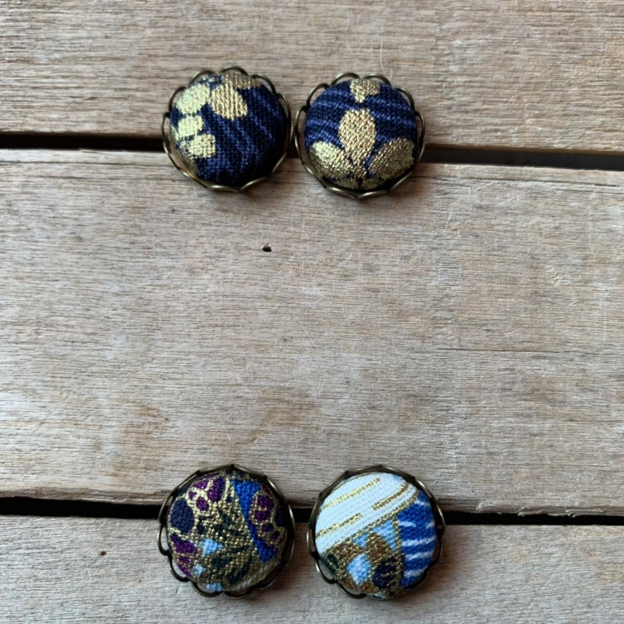 Orecchini tessuto giapponese blu "Sakura"