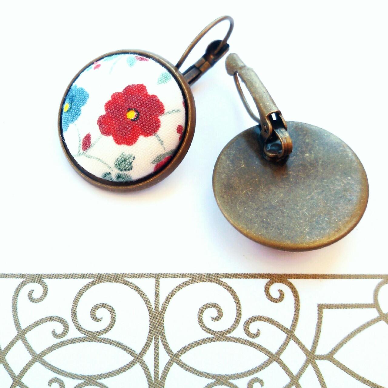 Orecchini monachella fiori rossi e azzurri