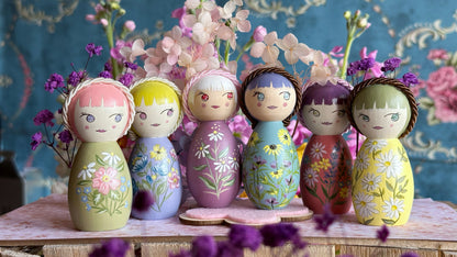 Nuove Kokeshine Come Petali nel vento di Marzo - Edizione Limitata- 6 pezzi unici