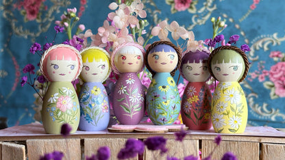 Nuove Kokeshine Come Petali nel vento di Marzo - Edizione Limitata- 6 pezzi unici