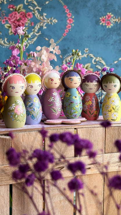 Nuove Kokeshine Come Petali nel vento di Marzo - Edizione Limitata- 6 pezzi unici