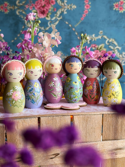 Nuove Kokeshine Come Petali nel vento di Marzo - Edizione Limitata- 6 pezzi unici