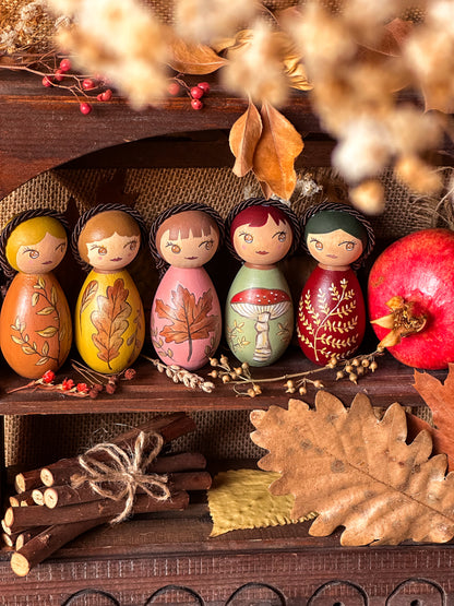 Kokeshine Autunnali - 5 lavori unici non riproducibili