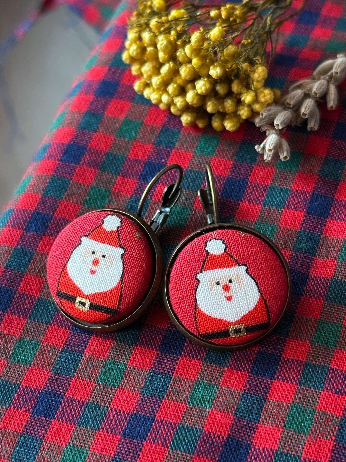 Orecchini Natalizi tessuti giapponesi e tessuti tartan