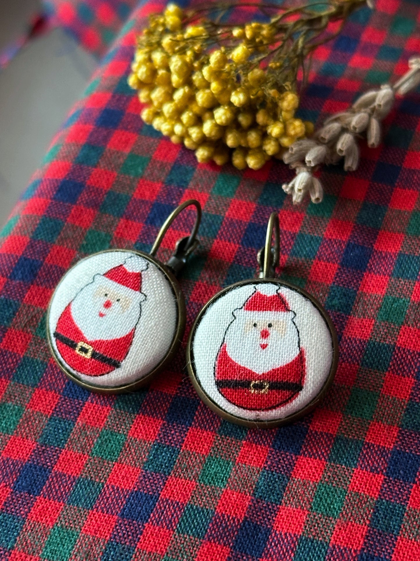 Orecchini Natalizi tessuti giapponesi e tessuti tartan