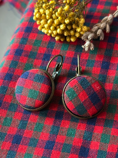 Orecchini Natalizi tessuti giapponesi e tessuti tartan